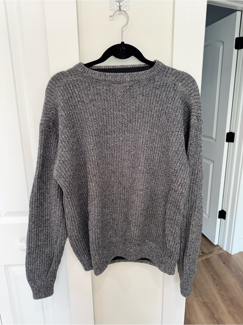 Women's Charcoal Ribbed Crewneck Sweater